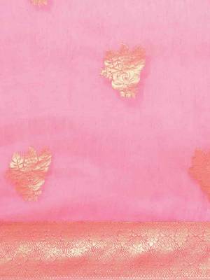 Silk Land  Pink   Woven Design Cotton Blend Saree  3