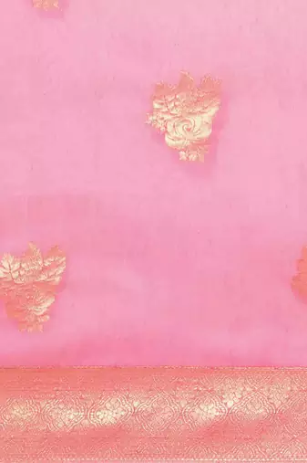 Silk Land  Pink   Woven Design Cotton Blend Saree 