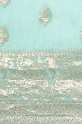 Silk Land  Blue   Woven Design Cotton Blend Saree 