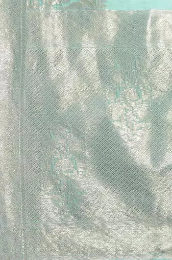 Silk Land  Blue   Woven Design Cotton Blend Saree 
