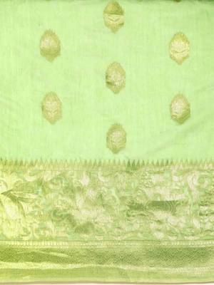 Silk Land  Green   Woven Design Cotton Blend Saree  3