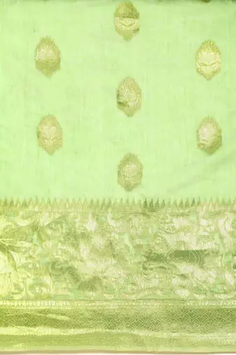Silk Land  Green   Woven Design Cotton Blend Saree 