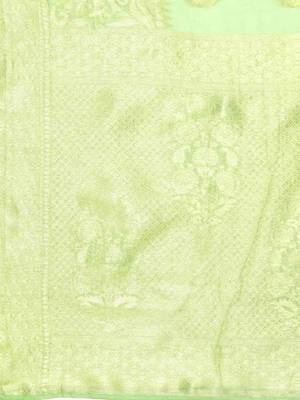 Silk Land  Green   Woven Design Cotton Blend Saree  4