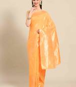 Silk Land  Orange   Woven Design Cotton Blend Saree 