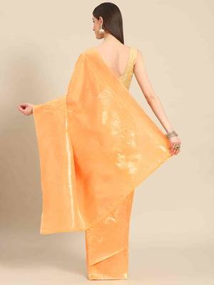 Silk Land  Orange   Woven Design Cotton Blend Saree  2