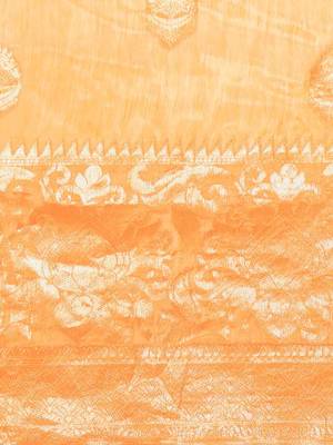 Silk Land  Orange   Woven Design Cotton Blend Saree  3
