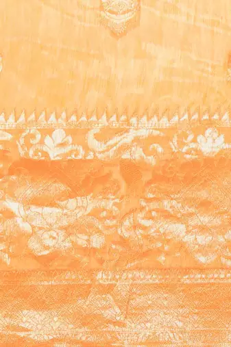 Silk Land  Orange   Woven Design Cotton Blend Saree 