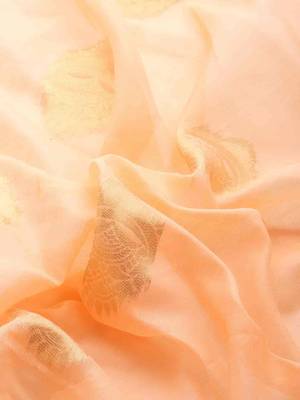 Silk Land  Peach   Woven Design Cotton Blend Saree  5