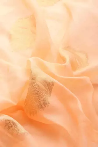Silk Land  Peach   Woven Design Cotton Blend Saree 