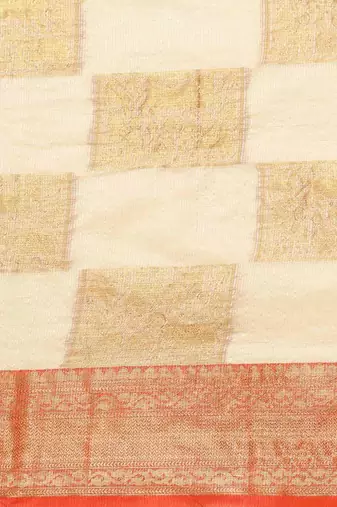 Silk Land  Beige   Embellished Jute Silk Blend Saree 
