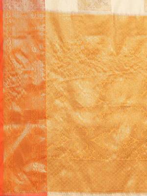 Silk Land  Beige   Embellished Jute Silk Blend Saree  4