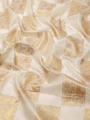 Silk Land  Beige   Embellished Jute Silk Blend Saree  5