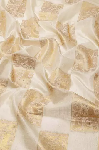 Silk Land  Beige   Embellished Jute Silk Blend Saree 