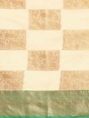 Silk Land  Beige   Embellished Jute Silk Blend Saree  3