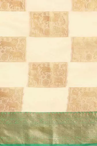 Silk Land  Beige   Embellished Jute Silk Blend Saree 