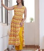 Hatheli chevron printed mirror work pure cotton straight kurta