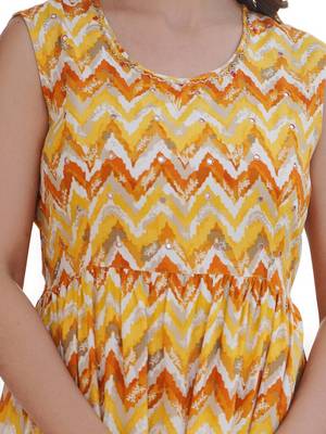 Hatheli chevron printed mirror work pure cotton straight kurta 5