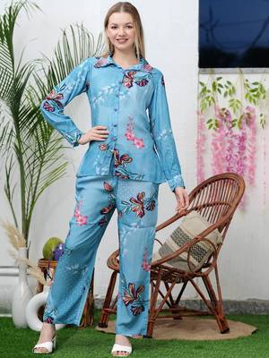 Hatheli ethnic motifs printed shirt collar pure silk shirt with trouser 2