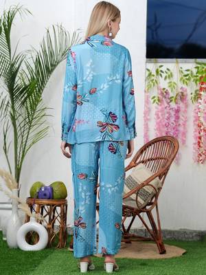 Hatheli ethnic motifs printed shirt collar pure silk shirt with trouser 4