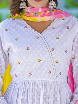 Hatheli  ethnic motifs angrakha thread work pure cotton kurta with sharara  dupatta 4