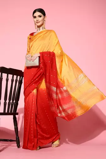 Riva Enterprise Women'S  Shaded Saree With Zari And Sequins Wieving