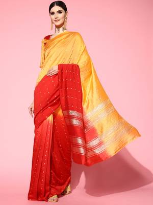 Riva Enterprise Women'S  Shaded Saree With Zari And Sequins Wieving 3