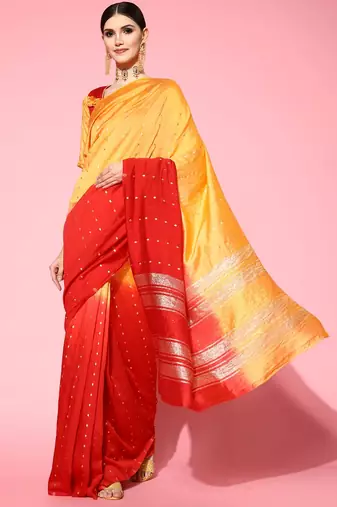 Riva Enterprise Women'S  Shaded Saree With Zari And Sequins Wieving