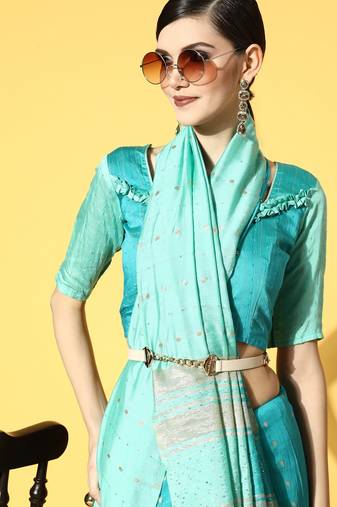 Riva Enterprise Women'S  Shaded Saree With Zari And Sequins Wieving