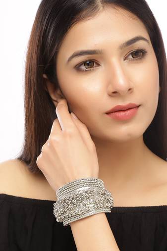 Traditional ghungroo oxidised handmade bracelet