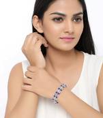 Oxidised floral blue beads linkable adjustable bracelet