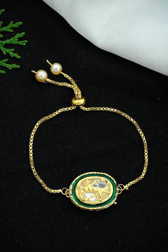 Gold plated kundan bracelet