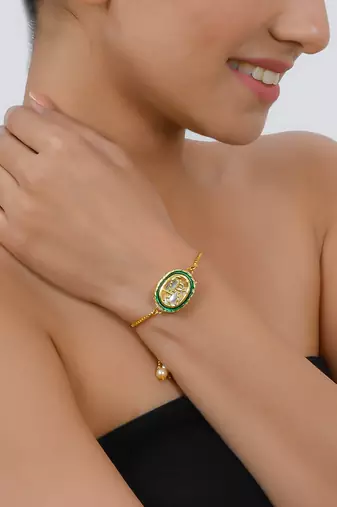 Gold plated kundan bracelet