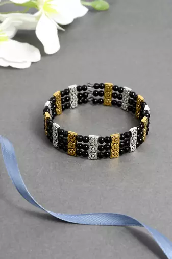 Women black beaded handmade adjustable bracelets for women