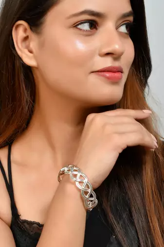 Spiral infinity silver plated bracelet
