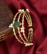 Gold plated pearl triple bracelet