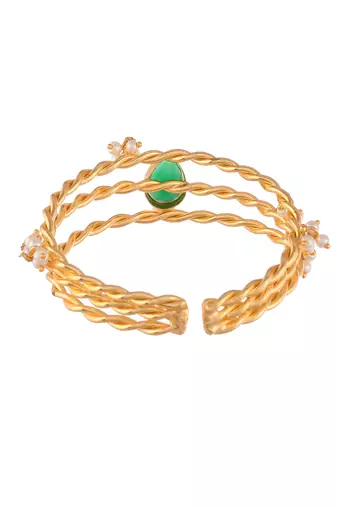 Gold plated pearl triple bracelet