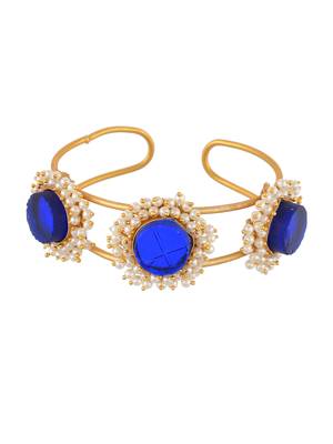 Gold plated blue stone kada bracelet 3