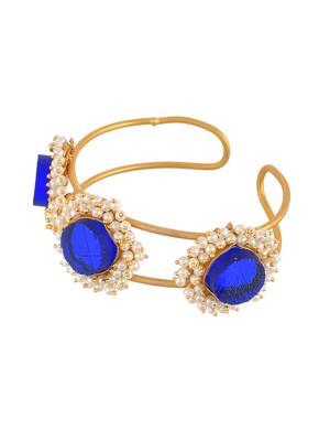 Gold plated blue stone kada bracelet 4