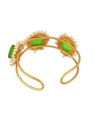 Gold plated green stone kada bracelet 3
