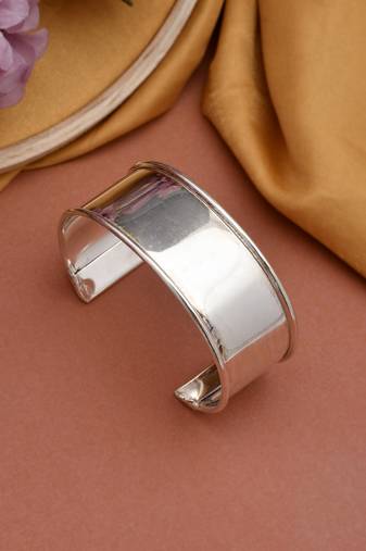 Silver plated handcuff bracelet