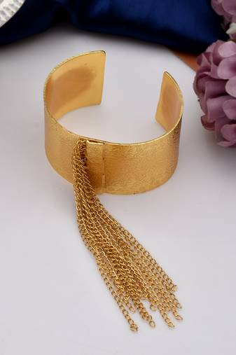 Gold plated trendy statement handcuff bacelet