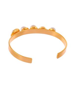 Gold & white pearl beaded handcrafted cuff bracelet 3