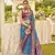 Elora  Printed Patola Silk Blend Saree With Contrast Border And Blouse For Women (Peacock Blue)