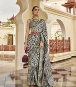 Elora Silk Geometric Print Patola Saree For Women (Multicolor)