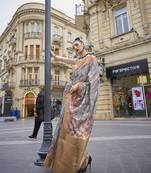 Elora Brasso Floral Printed  Sequence Work Weaving  Saree  (Multicolor)