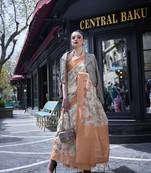 Elora Brasso Floral Printed  Sequence Work Weaving  Saree  (Multicolor)