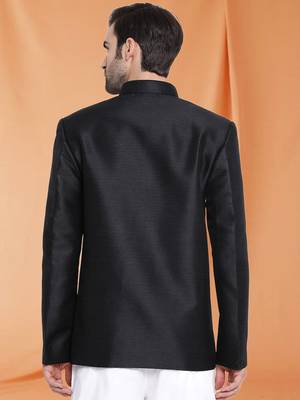 Black Art Silk Jodhpuri full sleeve with trouser for men's 4