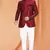 Maroon Art Silk Plain Jodhpuri full sleeve with trouser for men's