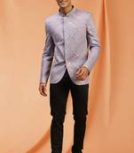 Powder Pink royan viscose jodhpuri full sleeve with trouser for men's