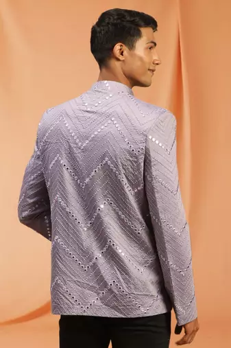 Powder Pink royan viscose jodhpuri full sleeve with trouser for men's